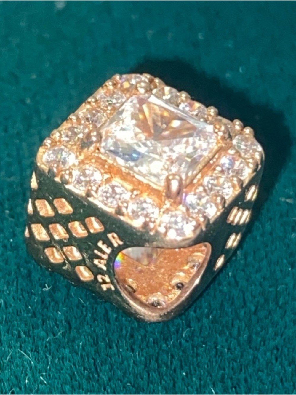 Pandora Rose Gold Plated ALE MET OPEN Work Box CZ Stones Charm